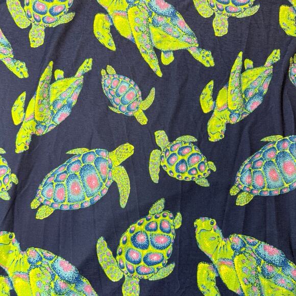 Simply Southern Knit Dress Womens Navy Blue Pink Turtles Medium Long Bell Sleeve - Picture 5 of 5